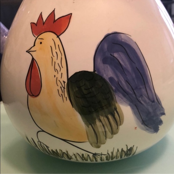Hand-Painted Rooster Ceramic Pitcher - Picture 5 of 6
